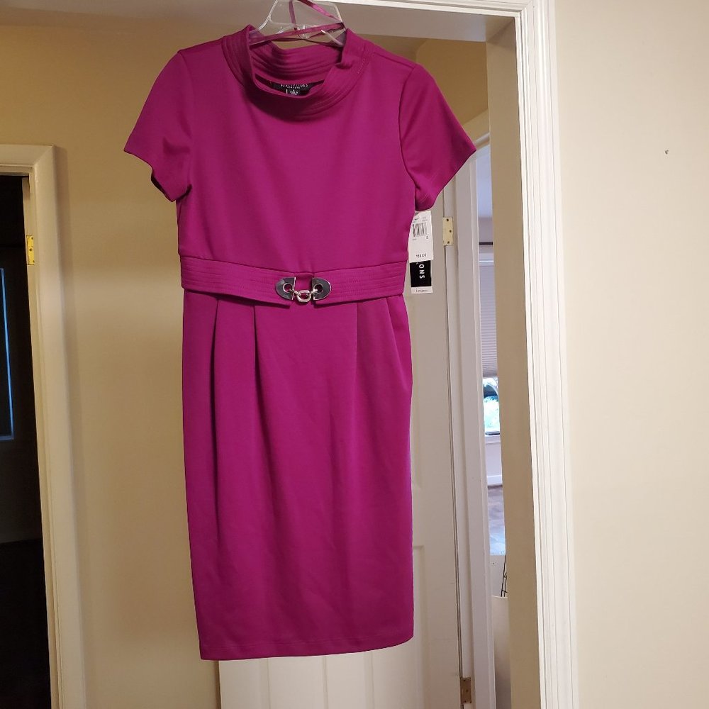 NWT Fuchsia Short Sleeve Belted Dress (Sz 6)